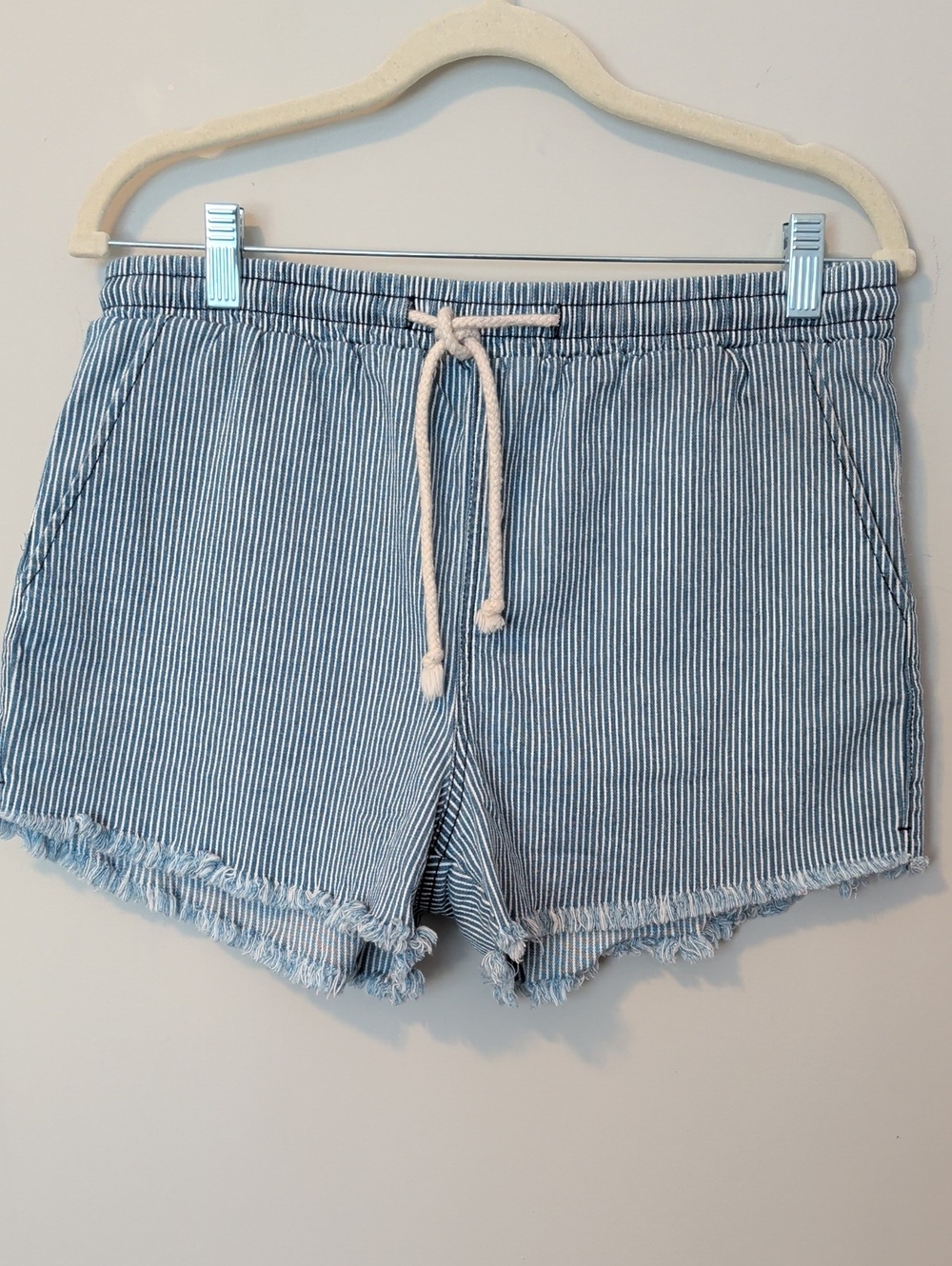 Wild Fable Pinstripe Drawstring Frayed Hem Shorts